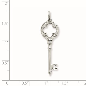 Sterling Silver CZ Key Pendant — alternate view