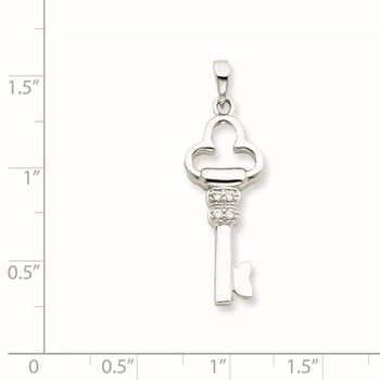 Sterling Silver CZ Key Pendant — alternate view