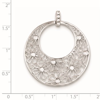 Sterling Silver Cut-out Flowers and CZ Circle Pendant — alternate view