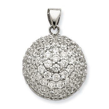 Sterling Silver CZ Open-back Ball Pendant