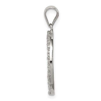 Sterling Silver Rhodium-plated CZ Peace Symbol Pendant — alternate view