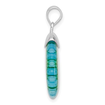 Sterling Silver Multicolored Glass Polished Circle Pendant — alternate view