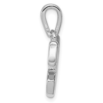 Sterling Silver Rhod-plated Created Blue Opal Inlay Horse Pendant — alternate view