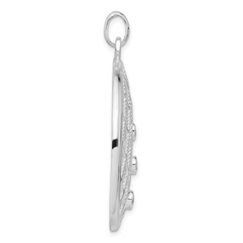 Sterling Silver White CZ Woven Circle Pendant — alternate view