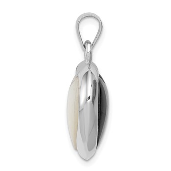 Sterling Silver Rhod-pltd Onyx/Mother of Pearl Reversible Heart Pendant — alternate view