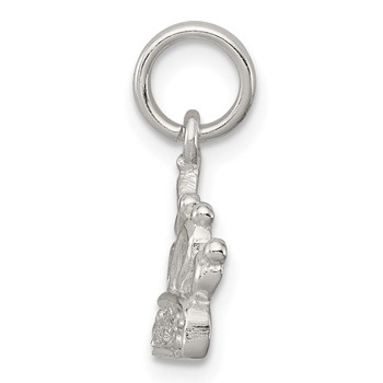 Sterling Silver Rhodium-plated CZ Polished Crown Charm — alternate view