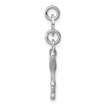 Sterling Silver Rhodium-plated Polished Lock & Key Charm — alternate view