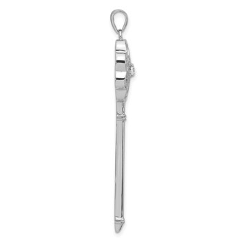 Sterling Silver Polished CZ Key Pendant — alternate view