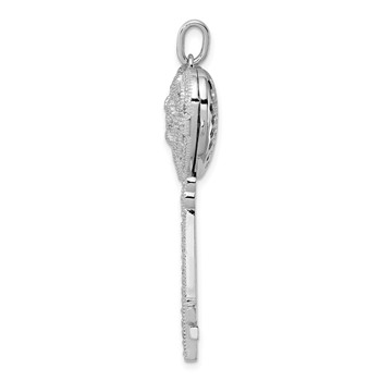 Sterling Silver Rhodium-plated CZ Heart Key Locket — alternate view