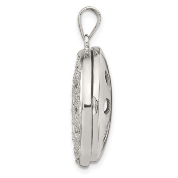 Sterling Silver Rhodium-plated CZ Flower Design 22mm Locket Pendant — alternate view