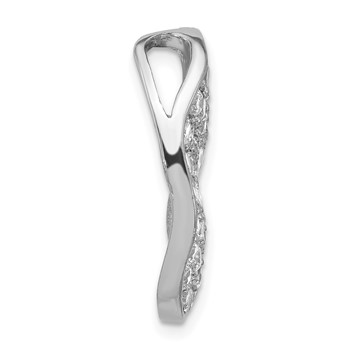 Sterling Silver Polished CZ Wavy Oval Chain Slide Pendant — alternate view