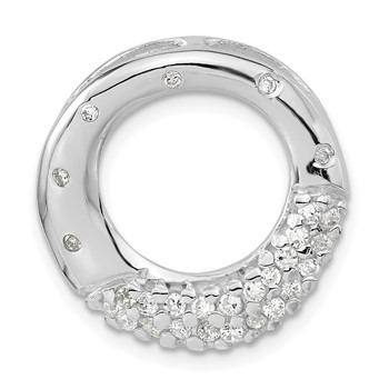 Sterling Silver Polished CZ Circle Slide Pendant