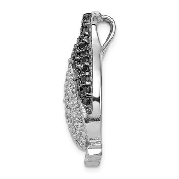 Sterling Silver Rhodium-plated Black & White CZ Penguin Chain Slide — alternate view