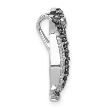 Sterling Silver Rhodium-plated Black and White CZ Penguin Chain Slide — alternate view