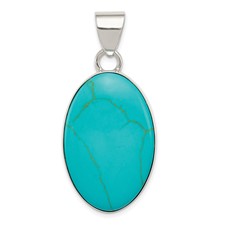 Image of Sterling Silver Turquoise Polished Oval Pendant