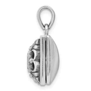 Sterling Silver Rhod-plated Polished/Antiqued Garnet Square 16mm Locket — alternate view
