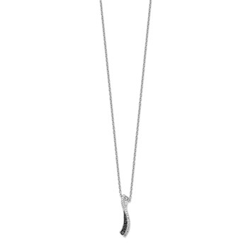 White Night Sterling Silver Rhodium-plated Black and White Diamond 18 Inch Necklace with 2 Inch Extender — alternate view
