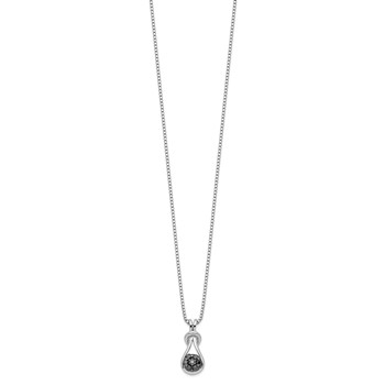 White Night Sterling Silver Rhodium-plated Black Diamond Love Knot 18 Inch Necklace with 2 Inch Extender — alternate view