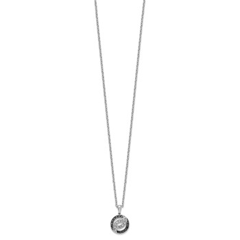 White Night Sterling Silver Rhodium-plated Black and White Diamond 18 Inch Necklace with 2 Inch Extender — alternate view