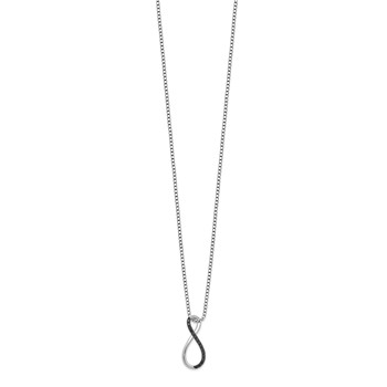 White Night Sterling Silver Rhodium-plated Black Diamond Infinity Symbol 18 Inch Necklace with 2 Inch Extender — alternate view