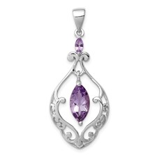 Image of Sterling Silver Rhodium-plated Amethyst Fancy Pendant