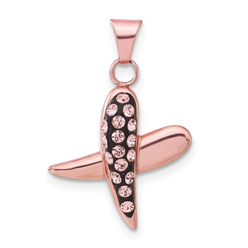 Sterling Silver Rose-tone Ceramic Crystal X Pendant