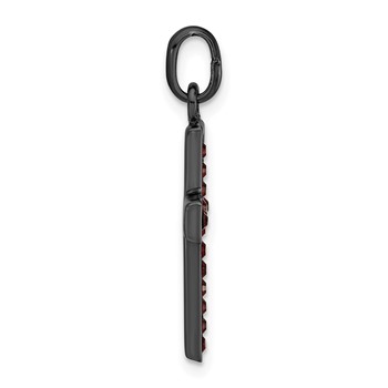 Sterling Silver Black Ceramic Red Crystal Cross Pendant — alternate view
