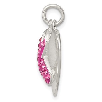 Sterling Silver Stellux Pink Awareness Ribbon w/ Heart Pendant — alternate view