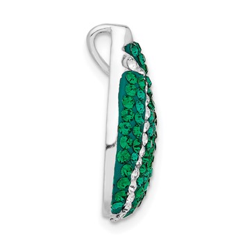 Sterling Silver Green & White Stellux Crystal Teardrop Slide — alternate view