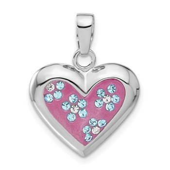 Sterling Silver Rhodium & Ferido Stellux Crystal Floral Heart Pendant