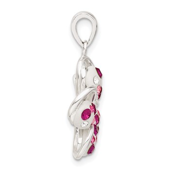 Sterling Silver Pink and White Stellux Crystal Flower Pendant — alternate view