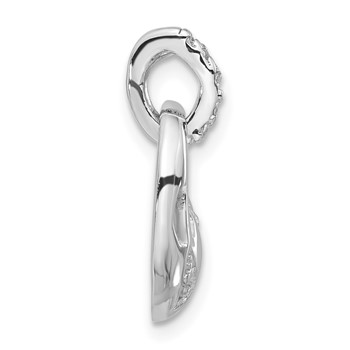 Sterling Silver Rhodium-plated CZ Geometric Oval Pendant — alternate view