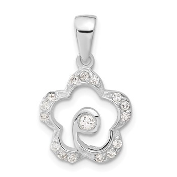 Sterling Silver CZ Flower Pendant