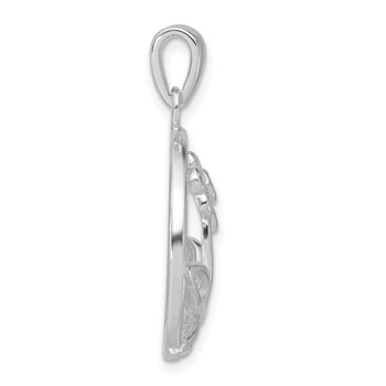 Sterling Silver Polished Flower Circle Pendant — alternate view