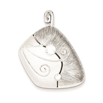 Sterling Silver CZ & Matte Curl Pendant