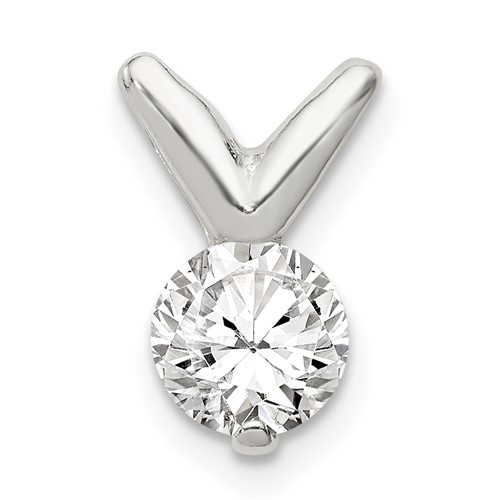Sterling Silver CZ Pendant Chain Slide
