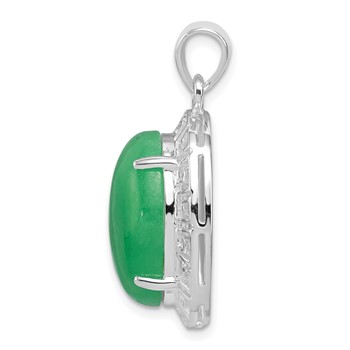 Sterling Silver Jade Greek Key Pendant — alternate view