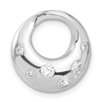 Sterling Silver Rhodium-plated CZ Circle Pendant Slide
