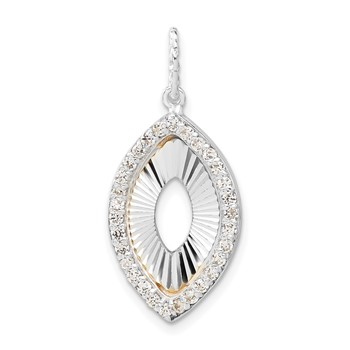 Sterling Silver & Flash Gold-plated CZ Diamond Cut Pendant