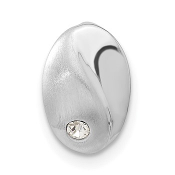 Sterling Silver Rhodium-plated Polished & Satin CZ Slide