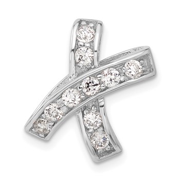 Sterling Silver Rhodium-plated CZ Pendant Slide