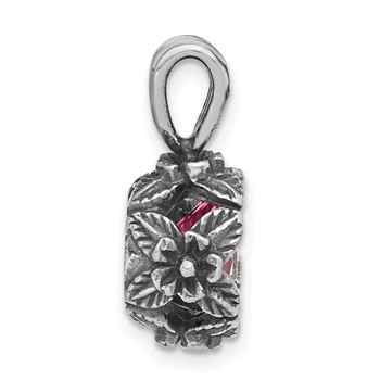 Sterling Silver Antiqued Pink CZ Pendant — alternate view