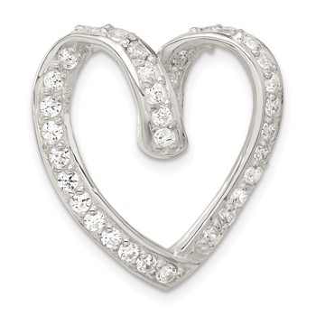 Sterling Silver CZ Heart Chain Slide