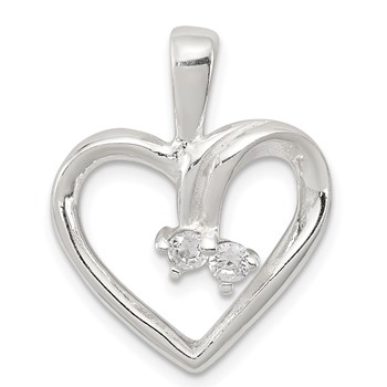 Sterling Silver CZ and Heart Pendant