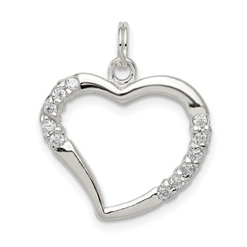Sterling Silver CZ and Heart Pendant
