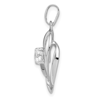 Sterling Silver Rhodium Plated CZ Heart Pendant — alternate view