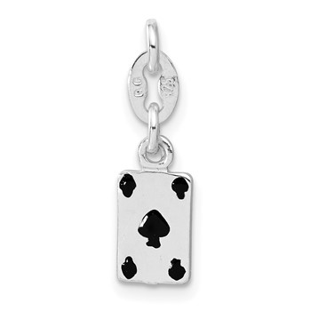 Sterling Silver Polished Enamel Card Charm