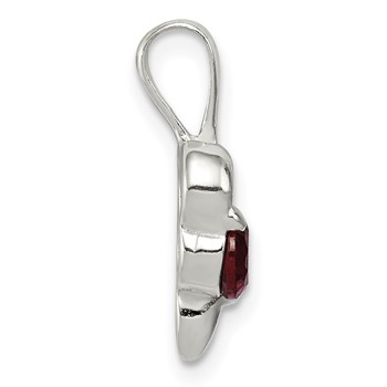 Sterling Silver with Red CZ Heart Pendant — alternate view