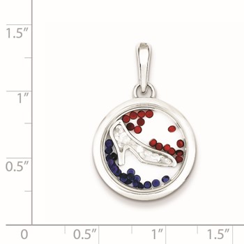 Sterling Silver Rhodium-plated High Heel Shoe & Floating Beads Pendant — alternate view