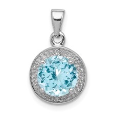 Image of Sterling Silver Rhodium Plated Diamond & Light Swiss BT Pendant